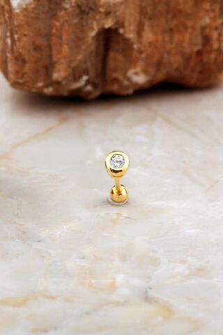 Tektaş Altın Kaplama Gümüş Tragus Küpe 7082