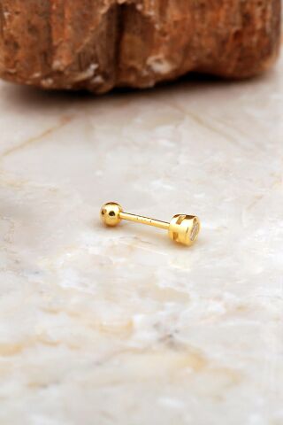 Tektaş Altın Kaplama Gümüş Tragus Küpe 7082