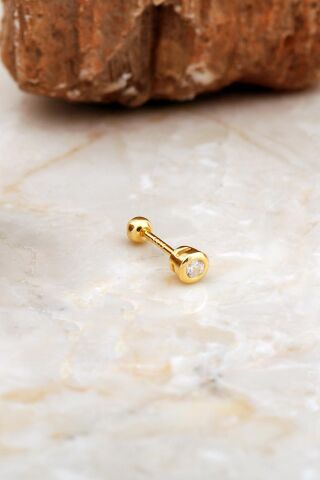 Tektaş Altın Kaplama Gümüş Tragus Küpe 7082