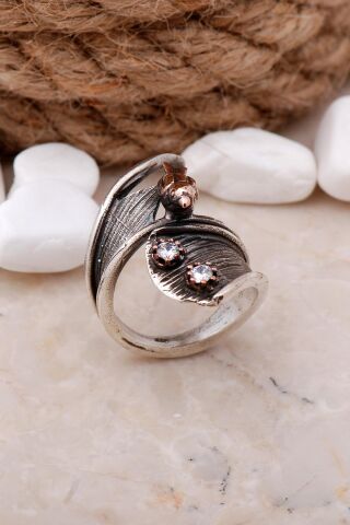 Çekiç Dövme Kuşlu Tasarım Elişi Gümüş Yüzük 3317