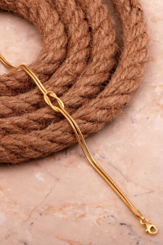 Düğüm Altın Kaplama Unisex Gümüş Bileklik 4437