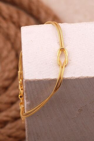 Düğüm Altın Kaplama Unisex Gümüş Bileklik 4437