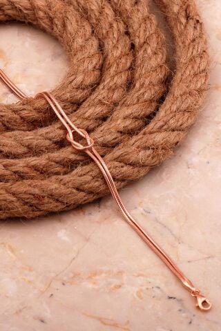 Düğüm Rose Kaplama Unisex Gümüş Bileklik 4438