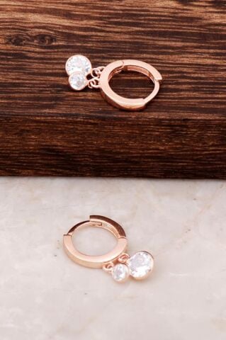 Sallantılı Rose Gümüş Tasarım Küpe 4282