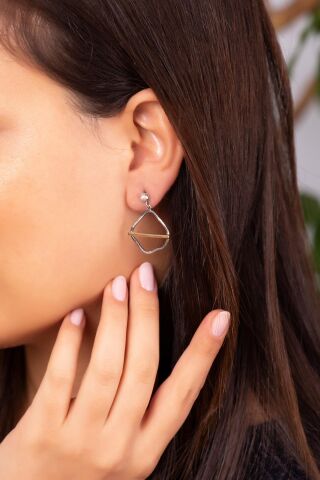 Kaos Tasarım Elişi Gümüş Küpe 2608