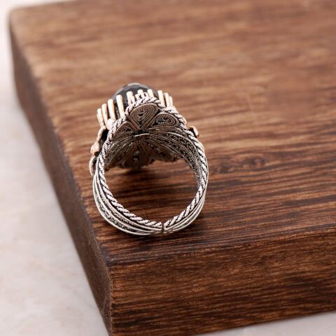 Safir Taşlı Telkari İşlemeli Gümüş Yüzük 2475