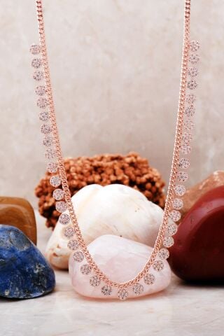 Taşlı Rose Gümüş Choker Kolye 7224