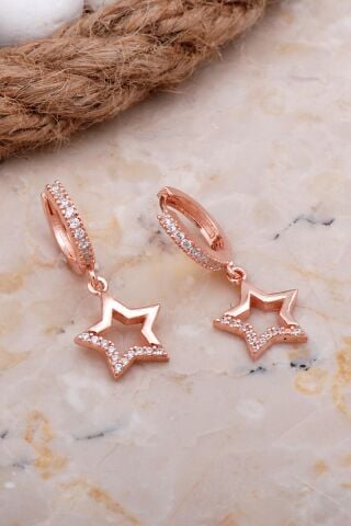 Yıldız Rose Gümüş Sallantılı Halka Küpe 5900