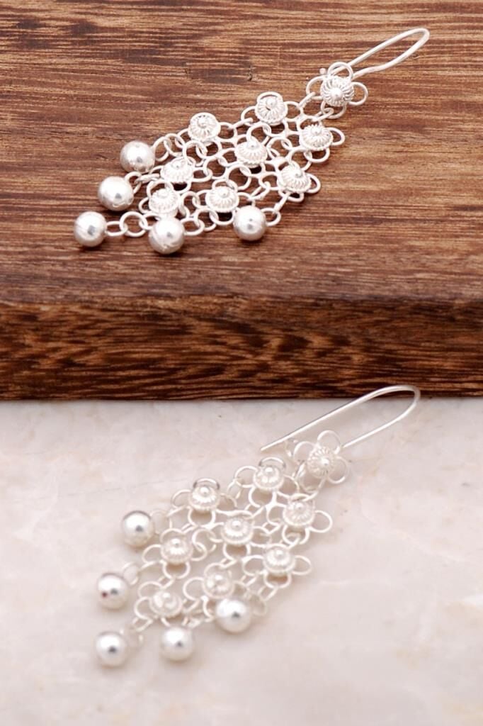 Yöresel Akıtma Kişniş Telkari Gümüş Küpe 1708