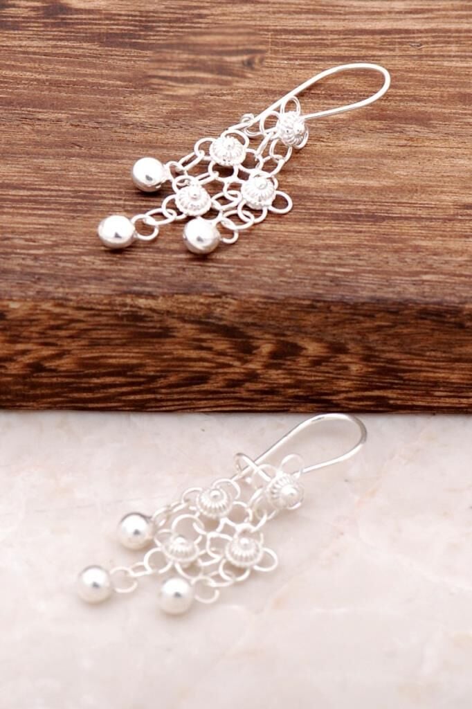 Yöresel Akıtma Kişniş Telkari Gümüş Küpe 1709