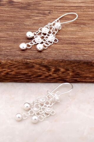 Yöresel Akıtma Kişniş Telkari Gümüş Küpe 1709