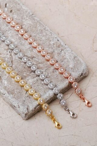 5 mm Elmas Montürlü 925 Ayar Gümüş Bileklik