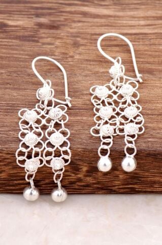 Yöresel Akıtma Kişniş Telkari Gümüş Küpe 1710