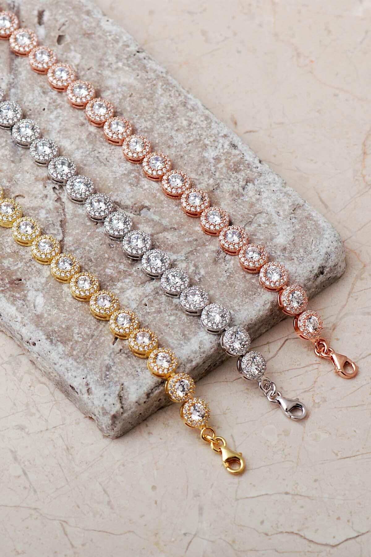 6 mm Elmas Montürlü 925 Ayar Gümüş Bileklik