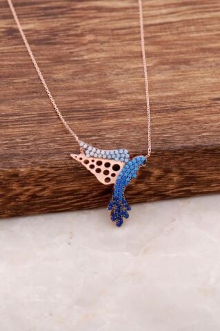 Güvercin Tasarımlı Rose Gümüş Kolye 4041