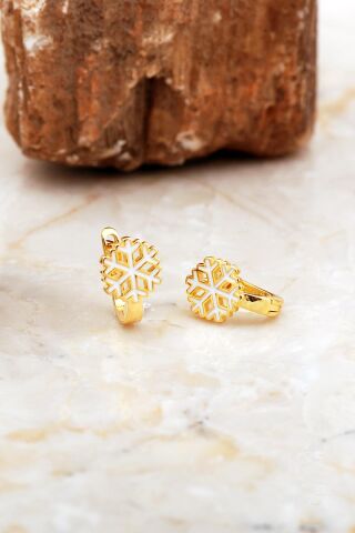 Mineli Kar Tanesi Altın Kaplama Gümüş Çocuk Küpesi 7094