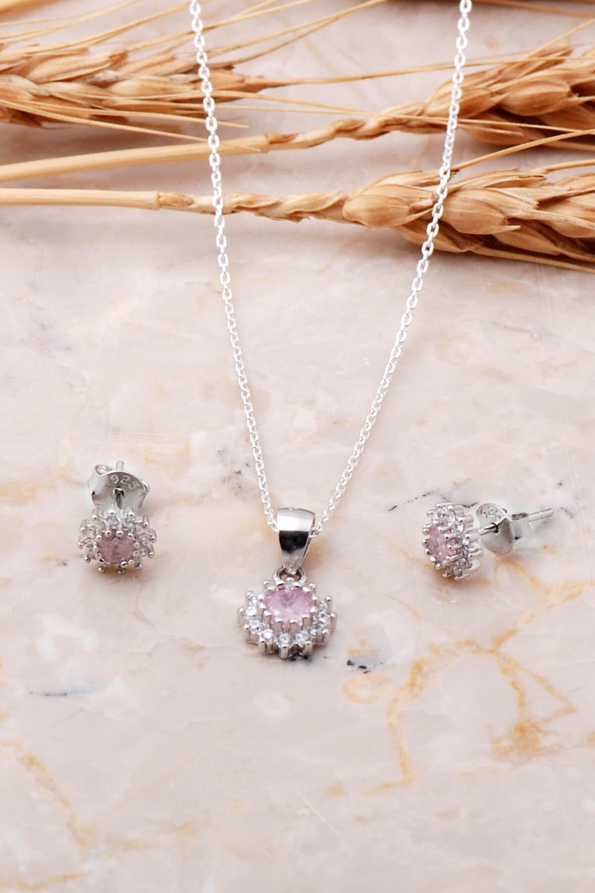 Opal Taşlı Tasarım Gümüş Set 1823