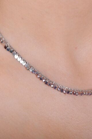 Pullu Mistik Topaz Taşlı Rodyumlu Gümüş Kolye 7232