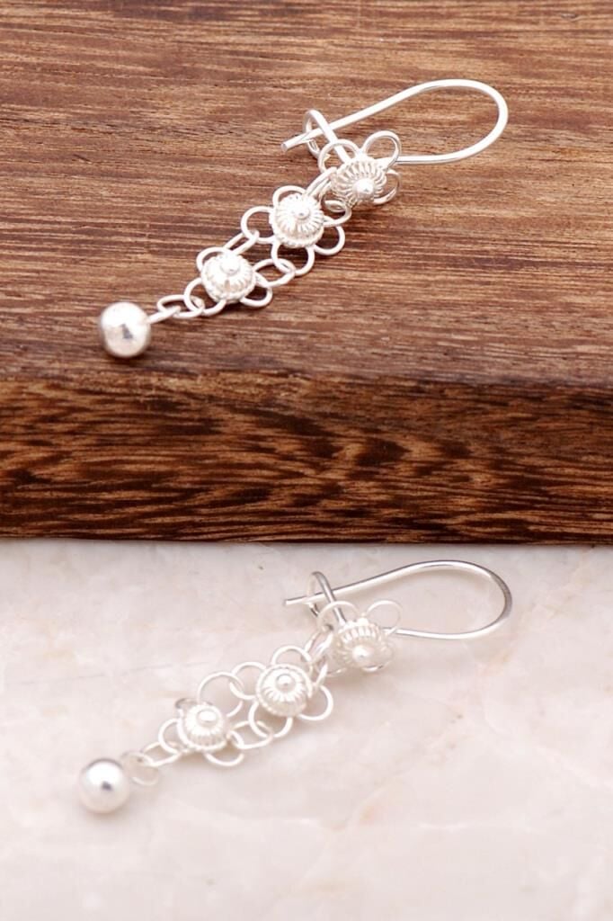 Yöresel Akıtma Kişniş Telkari Gümüş Küpe 1711