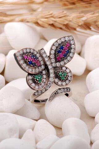 Kelebek Tasarım Elişi Gümüş Yüzük 372