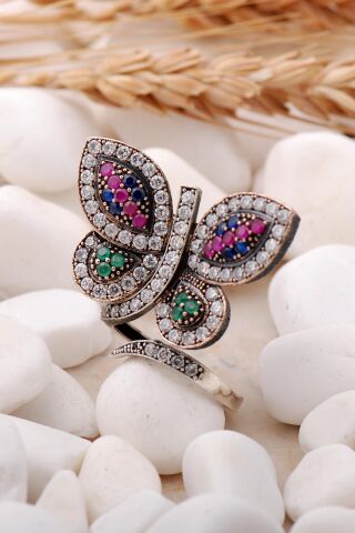 Kelebek Tasarım Elişi Gümüş Yüzük 372