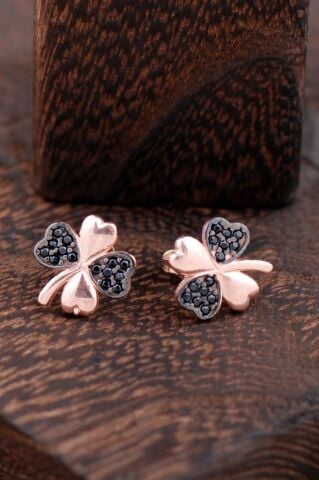 Yoncalı Rose Gümüş Küpe 2413