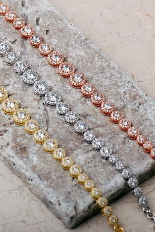 Ahenk Elmas Montürlü 925 Ayar Gümüş Bileklik 4826