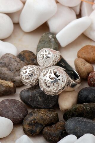 İşlemeli Tasarım Gümüş Yüzük 3505