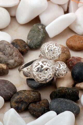 İşlemeli Tasarım Gümüş Yüzük 3505