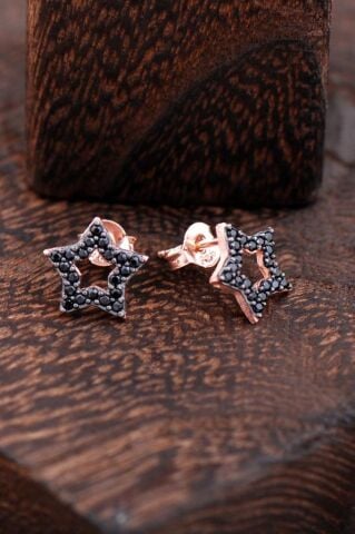 Yıldızlı Rose Gümüş Küpe 2415