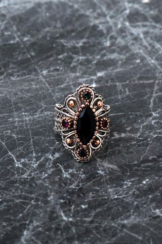 Safir Taşlı Telkari İşlemeli Gümüş Yüzük 2485