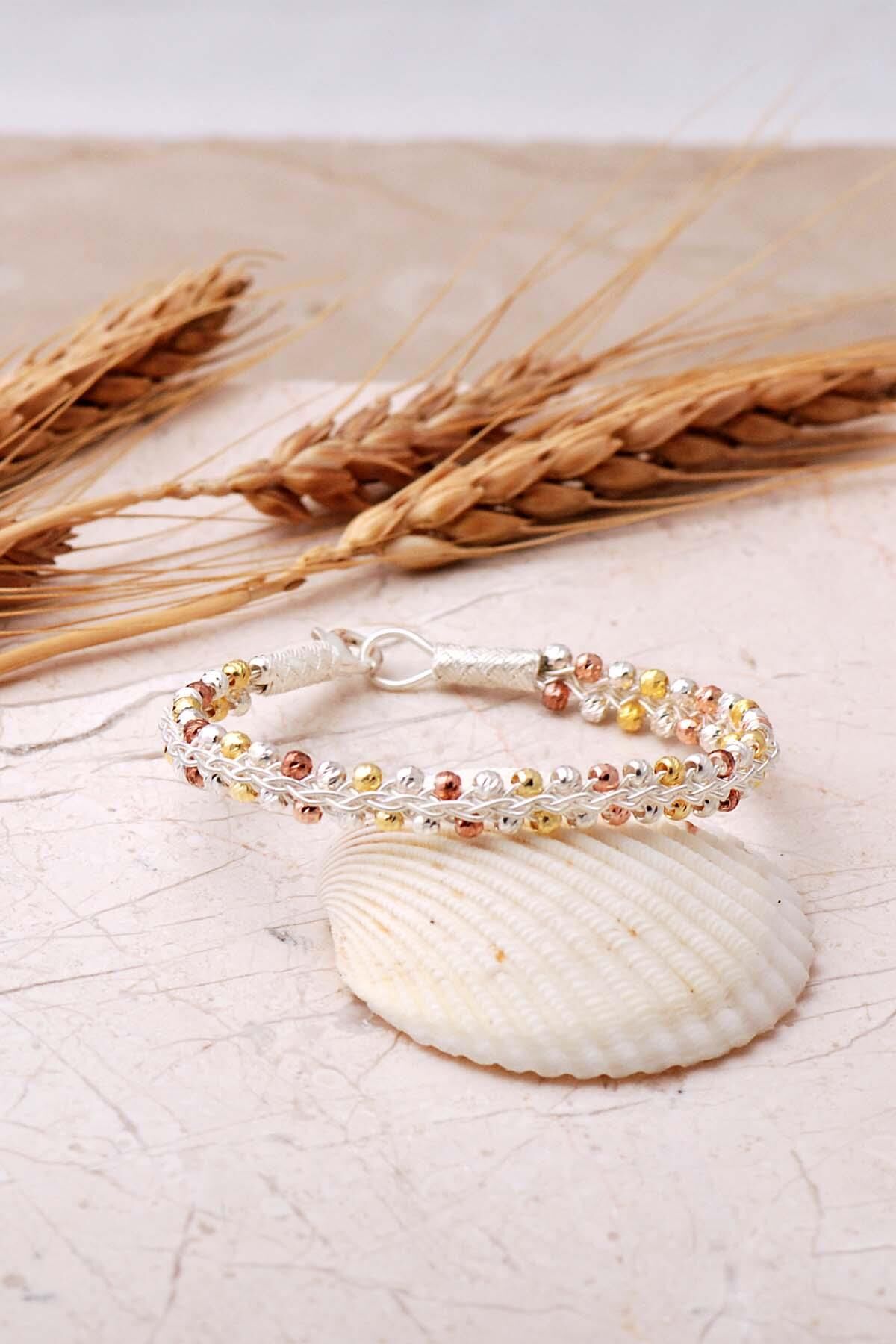 Dorika Kazaziye İşlemeli Tasarım 18 Cm Örgü 1000 Ayar Gümüş Bileklik 4829