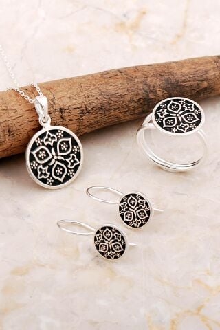 Anadolu Motifli Elişi Gümüş Set 2813