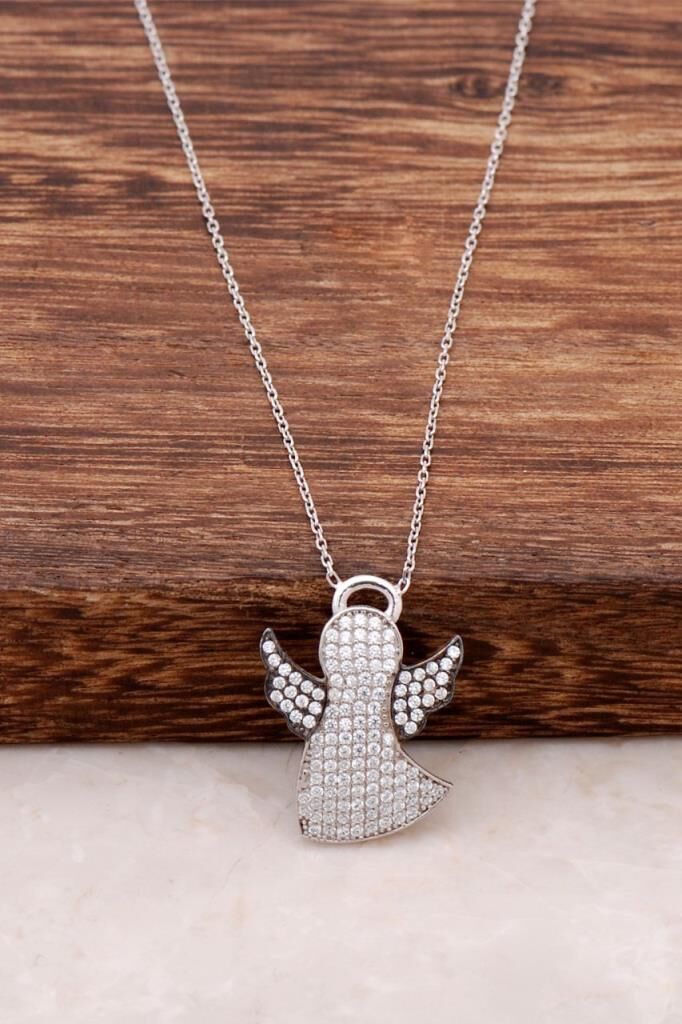 Şans Meleğim Rodyumlu Gümüş Kolye 469