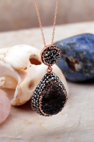 Ametist Taşlı Rose Gümüş Set 2007