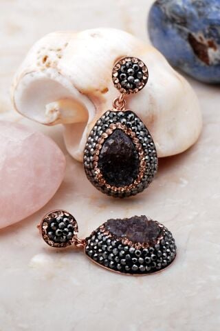 Ametist Taşlı Rose Gümüş Set 2007