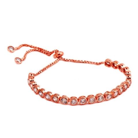 Zirkon Taşlı Su Yolu Rose Gümüş Bileklik 1517