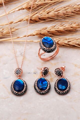 Okyanus Sedefi Rose Gümüş Set 2532