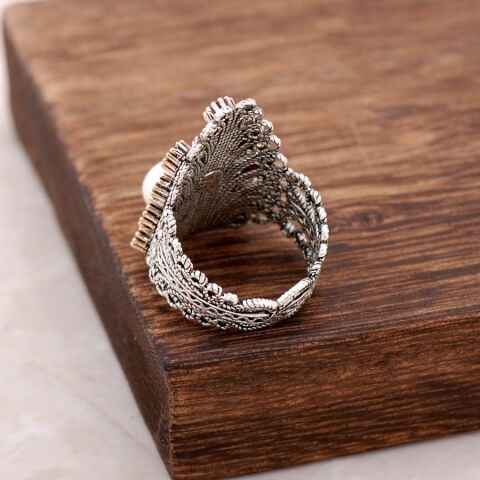 İnci Taşlı Telkari İşlemeli Gümüş Yüzük 2491