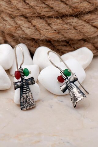 Kaftan Model Elişi Gümüş Küpe 5642