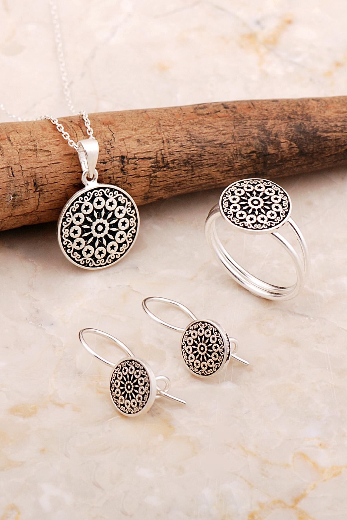 Anadolu Motifli Elişi Gümüş Set 2820