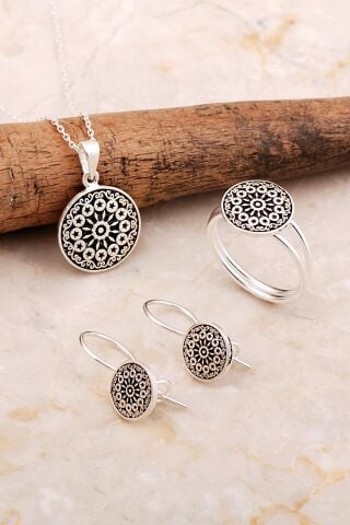 Anadolu Motifli Elişi Gümüş Set 2820