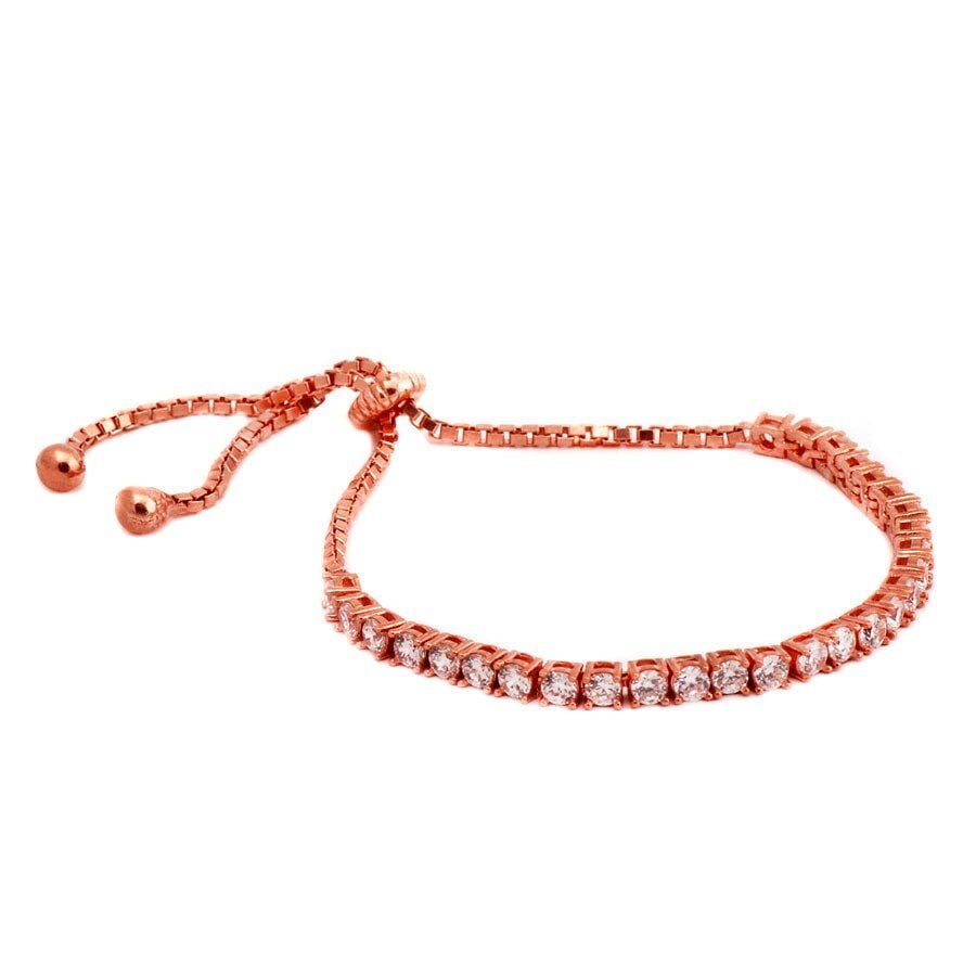 Zirkon Taşlı Su Yolu Rose Gümüş Bileklik 1521
