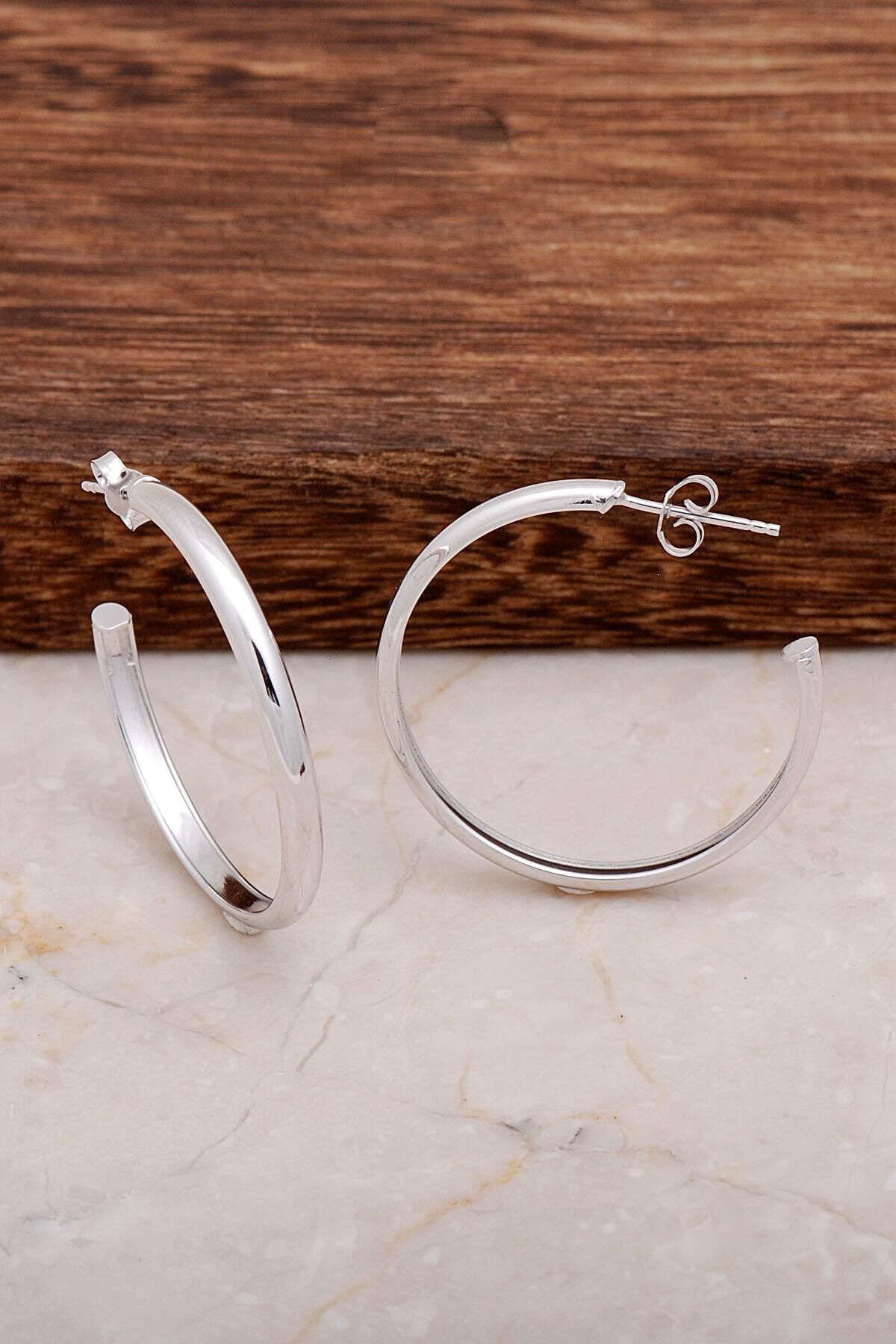 Halka Gümüş Küpe 4679