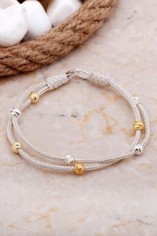 Kazaziye İşlemeli Elişi Dorika Altın Kaplama 1000 Ayar Gümüş Bileklik 4186