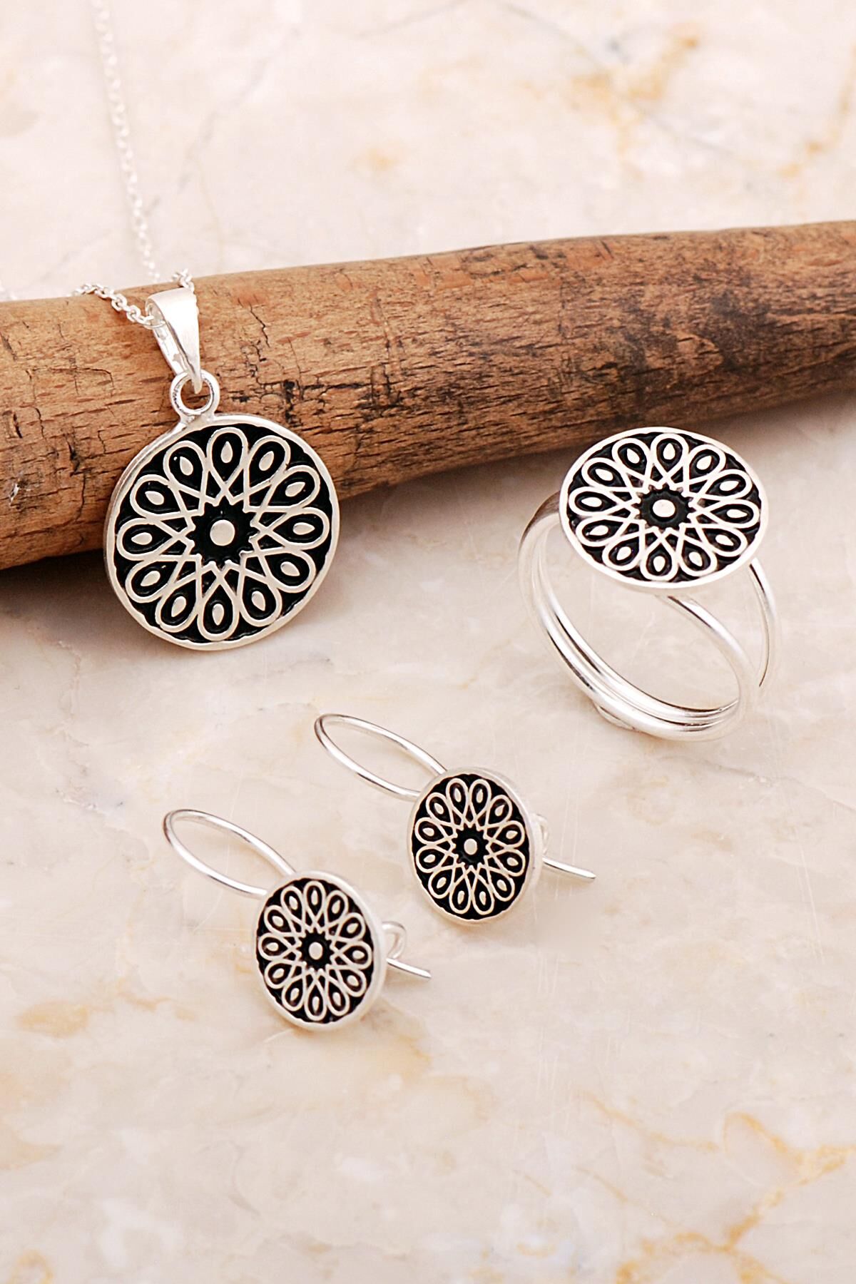 Anadolu Motifli Elişi Gümüş Set 2822