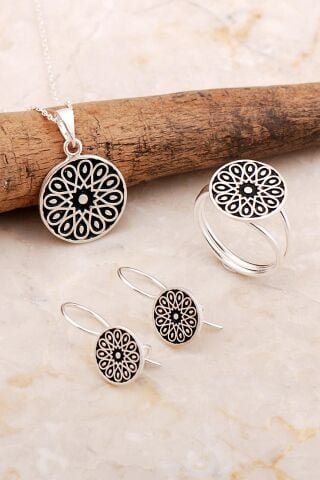 Anadolu Motifli Elişi Gümüş Set 2822