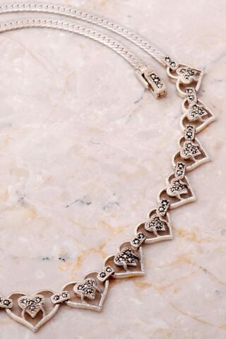 Kalp Tasarım Markazit Taşlı Gümüş Kolye 7667