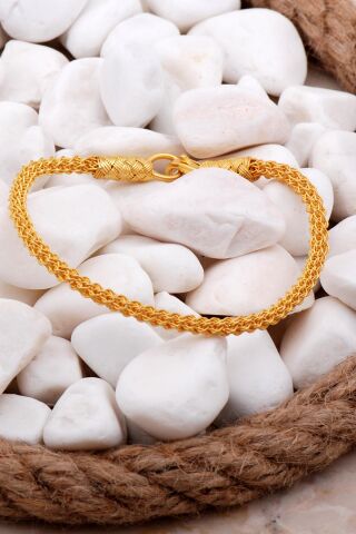 Kazaziye Tığ Örgü Altın Kaplama Gümüş Bileklik 4188