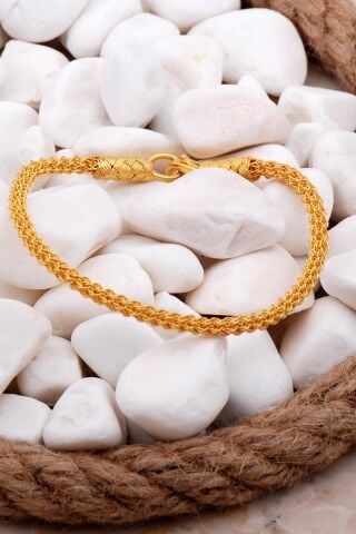 Kazaziye Tığ Örgü Altın Kaplama Gümüş Bileklik 4188